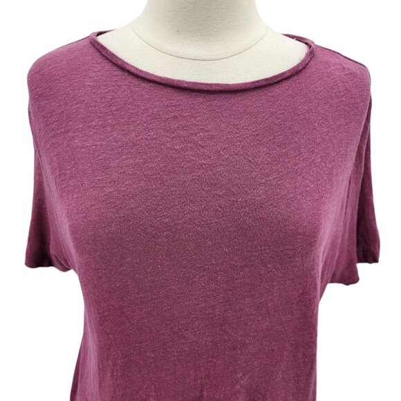 Scotch & Soda Maison Scotch Womens Medium Top Linen Short Sleeve Purple T-Shirt - Picture 2 of 8
